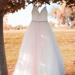 Elegant White and Pink Gown